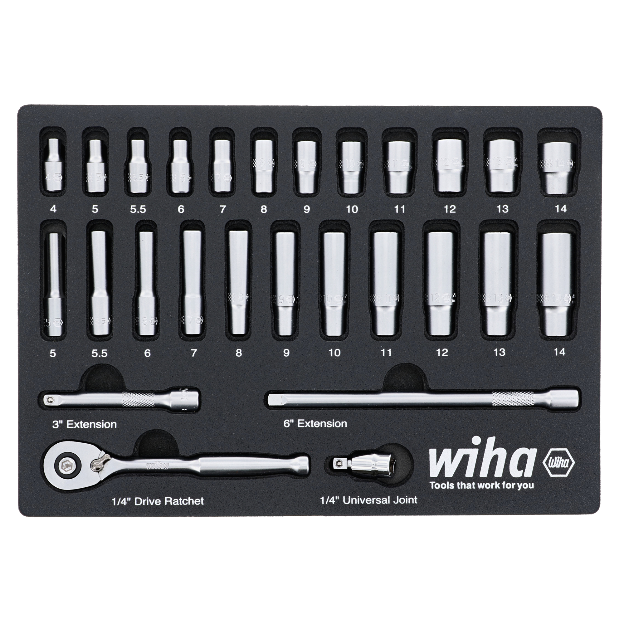 Wiha Professional Socket Tray Set - 27-Piece, Metric, Multi-Drive, Chrome-Plated, Model# 33395